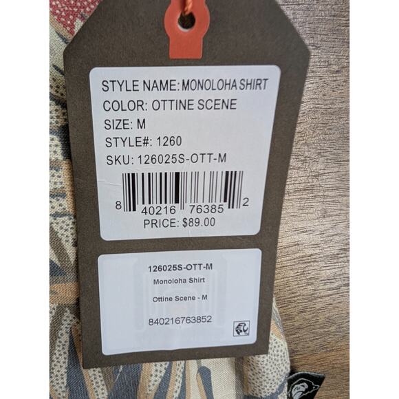 Howler Brothers Monoloha Shirt Mens Medium Tan Ottine Scene Floral Hawaiian NWT - Picture 3 of 4